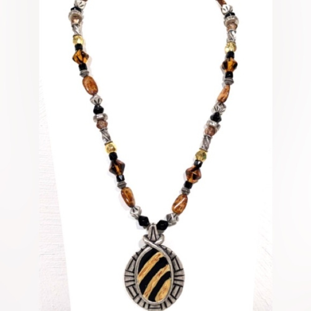 Chico’s Exotic Glass and Stone Choker Necklace